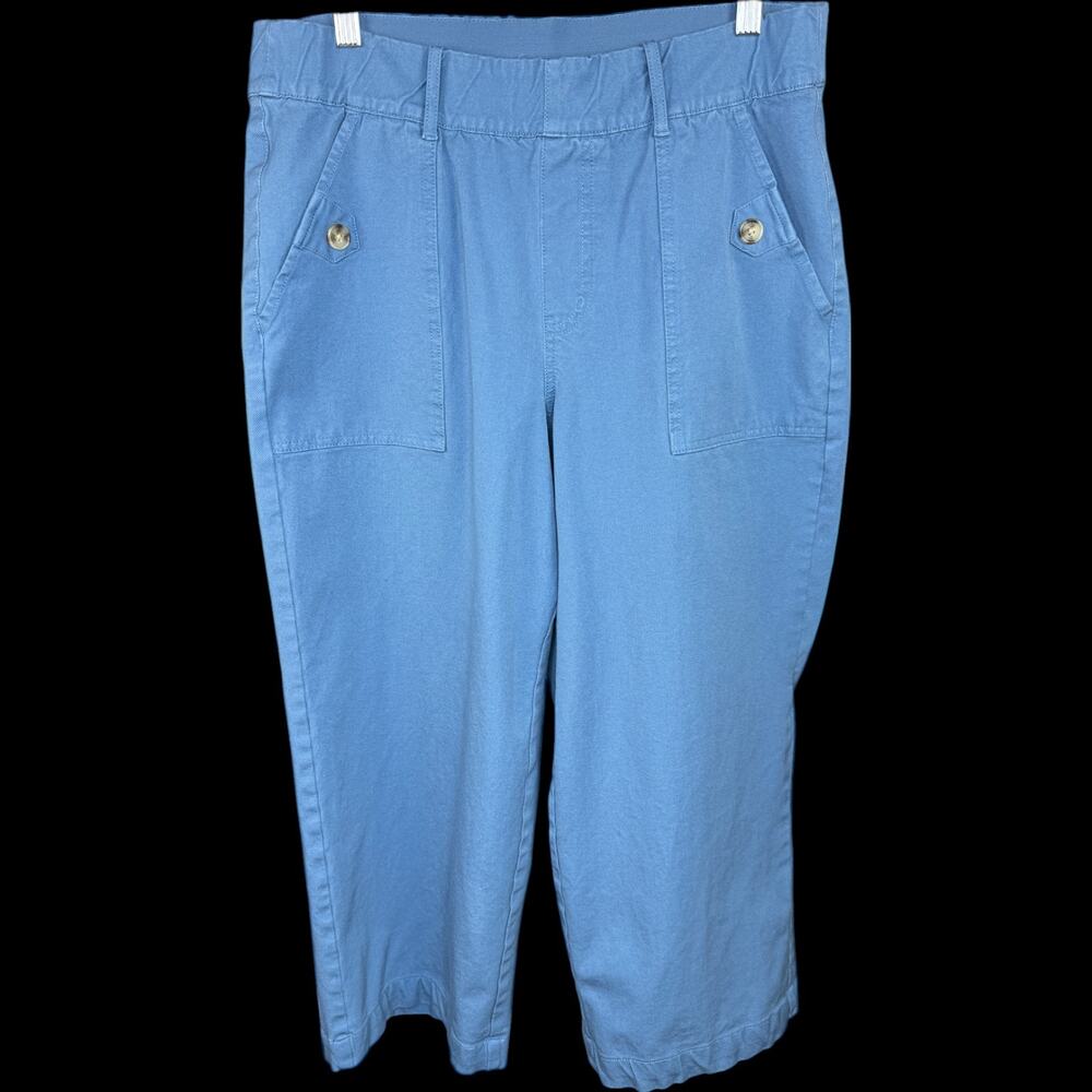 Anybody All-Streth Twill Wide Leg Cropped Pants Dusk Blue Medium Pockets Casual